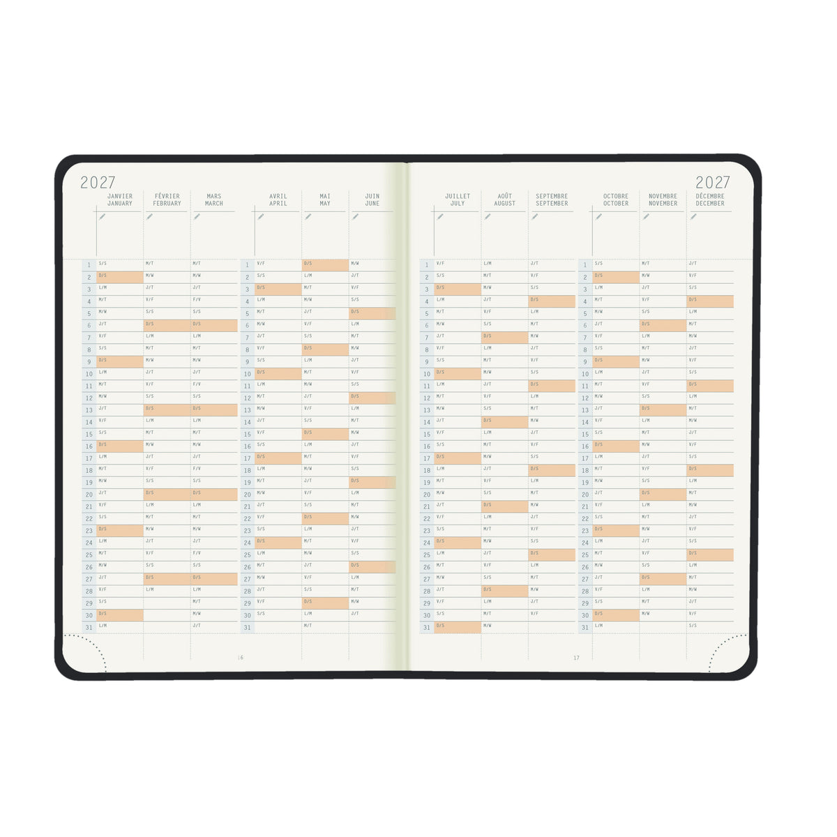 Rhodia 2027 Hard Cover A5 Weekly Horizontal Webplanner - Black