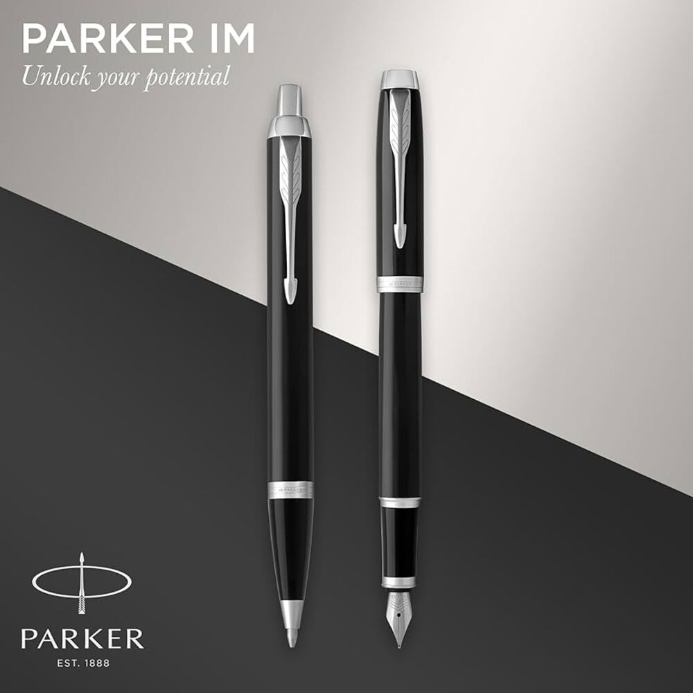 Parker IM Fountain Pen and Ballpoint Pen Set - Black / Chrome Trim