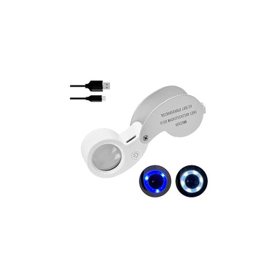 LED Rechargeable Jewellers Loupe 40x 25mm - White