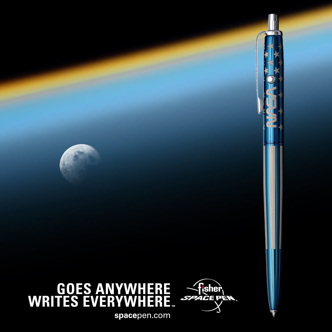 Fisher Space Pen AG7 Astronaut Ballpoint Pen - Titanium Blue with NASA Worm Logo