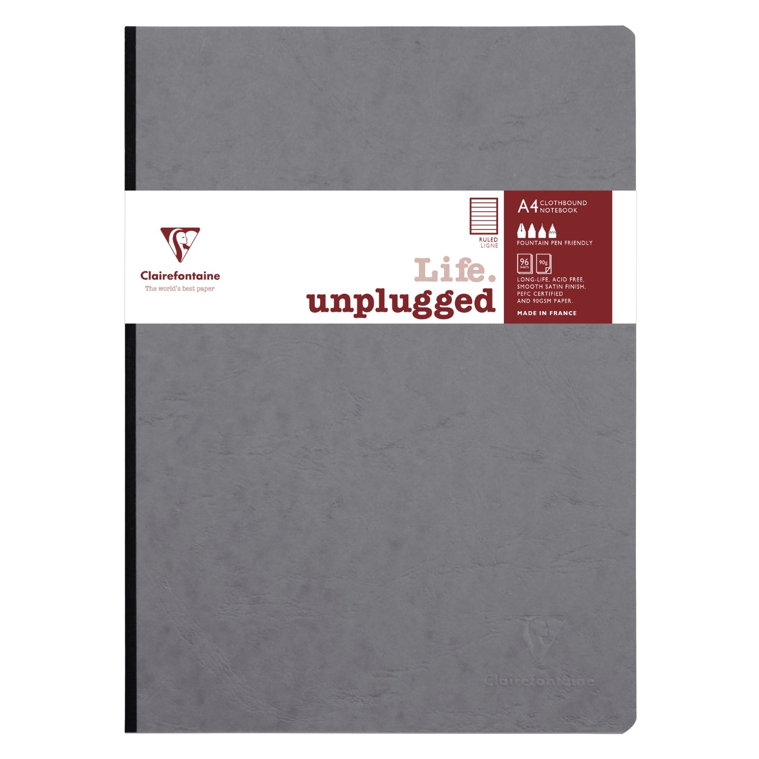 Clairefontaine Essentials Notebook Clothbound A4 Lined - Grey
