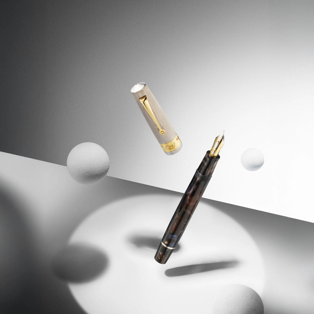 Omas Bologna Fountain Pen - Galassia Argento / Gold Trim - Limited Edition