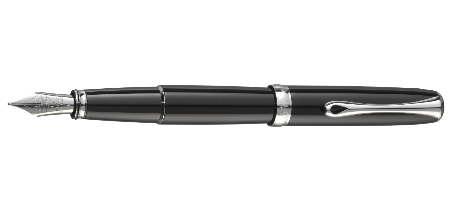 Diplomat Excellence A2 Fountain Pen - Black Lacquer / Chrome Trim