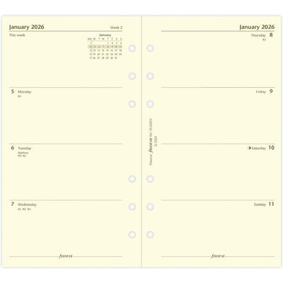 Filofax Refill 2026 Personal - Week To View (Cotton Cream)