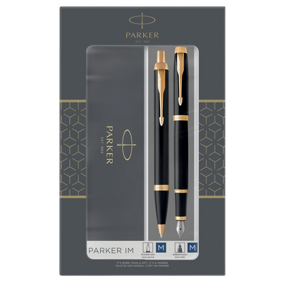 Parker IM Fountain Pen and Ballpoint Pen Set - Black / Gold Trim