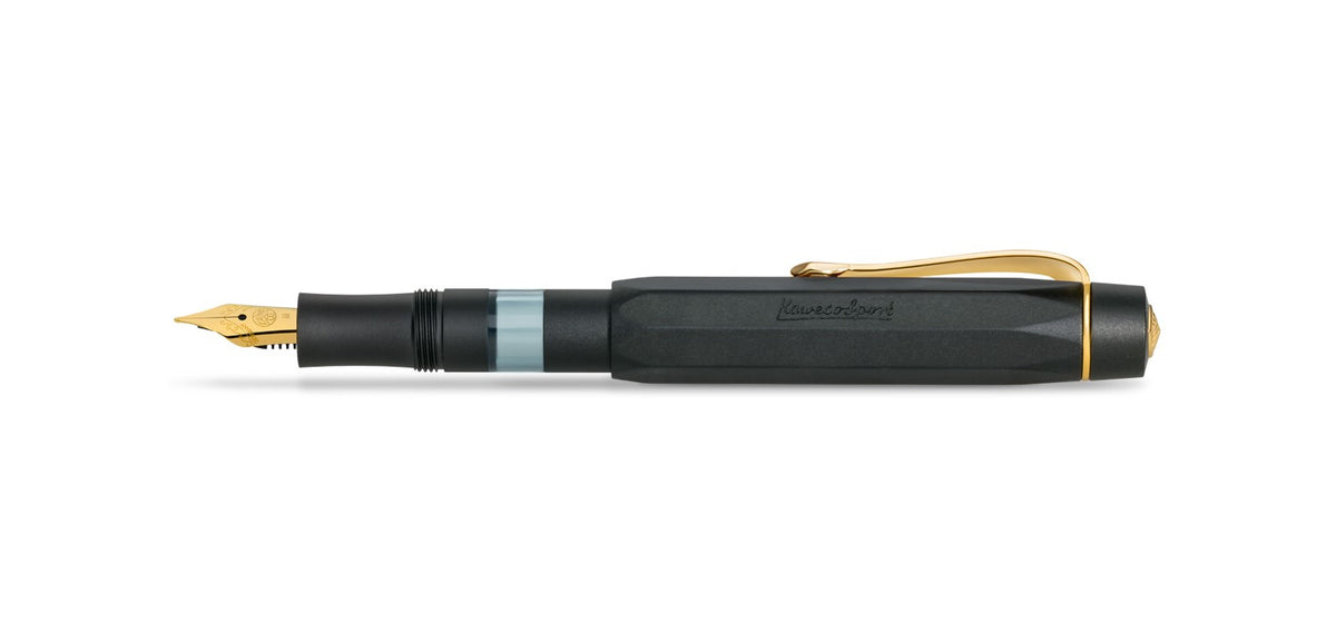 Kaweco Piston AL Sport Fountain Pen Set - Black / Gold Trim