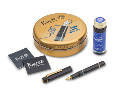 Kaweco Piston AL Sport Fountain Pen Set - Black / Gold Trim