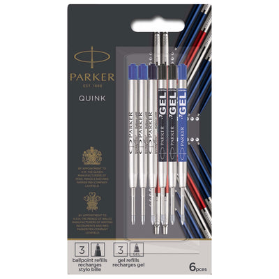 Parker Ballpoint & Gel Refill Discovery Pack of 6