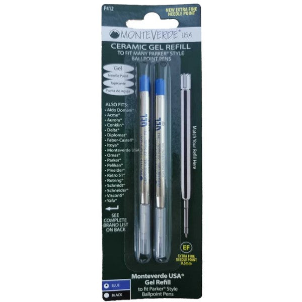 Monteverde G2 (Parker Style) Gel Refill P41 Pack of 2 - Needle Point