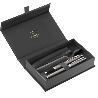 Parker IM Fountain Pen and Ballpoint Pen Set - Stainless Steel / Chrome Trim
