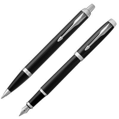 Parker IM Fountain Pen and Ballpoint Pen Set - Black / Chrome Trim
