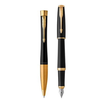 Parker Urban Fountain Pen and Ballpoint Pen Set - Muted Black / Gold Trim
