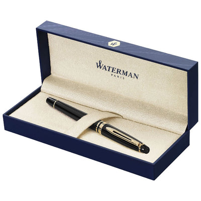 Waterman Expert Fountain Pen - Black Lacquer / Gold Trim