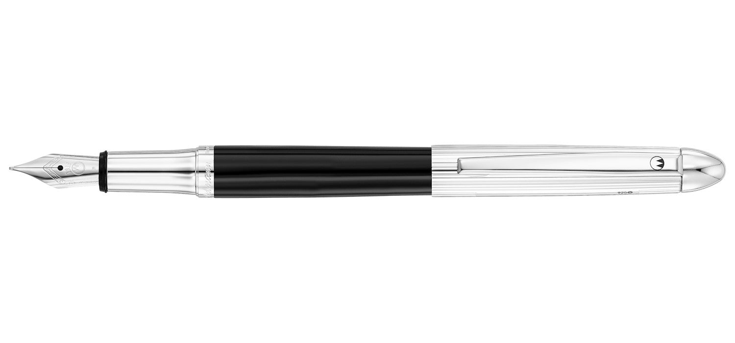 Waldmann Pocket Fountain Pen - Black Lacquer / Sterling Silver