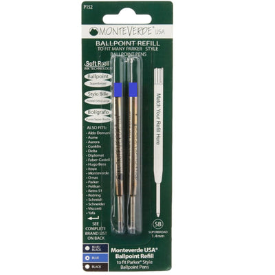 Monteverde G2 (Parker Style) Ballpoint Refill P15 - Super Broad Pack - Blue