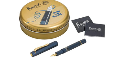 Kaweco Piston Al Sport Fountain Pen Set - Navy / Gold Trim