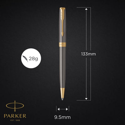 Parker Sonnet Ballpoint Pen - Grey Core Lacquer / Gold Trim