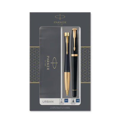 Parker Urban Fountain Pen and Ballpoint Pen Set - Muted Black / Gold Trim