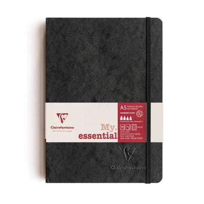 Clairefontaine Essentials Notebook Thread Bound A5 Lined - Black