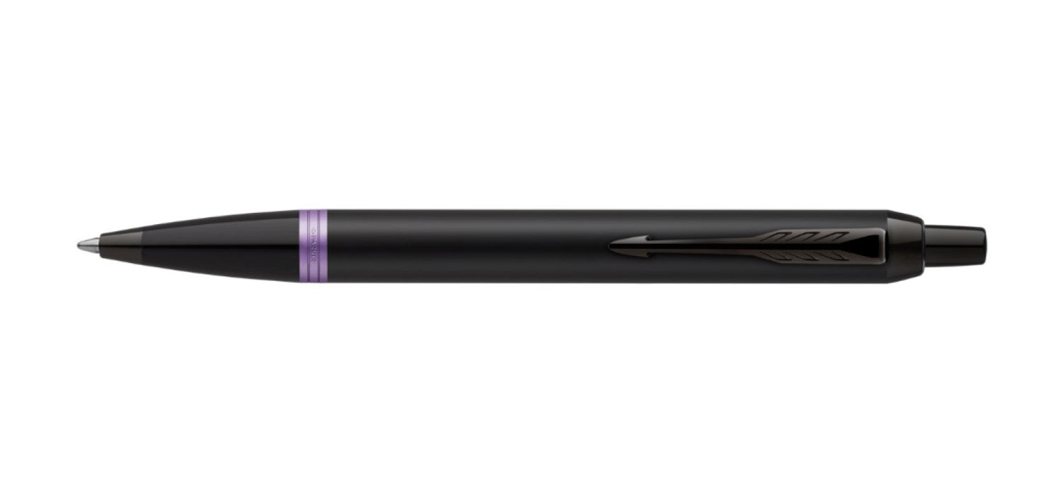 Parker IM Vibrant Rings Ballpoint Pen - Satin Black / Amethyst Purple