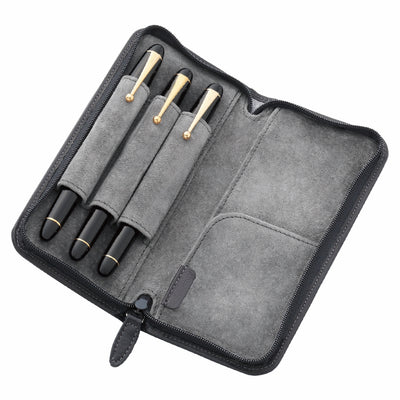 Pilot Pensemble Leather Three Pen Case - Black