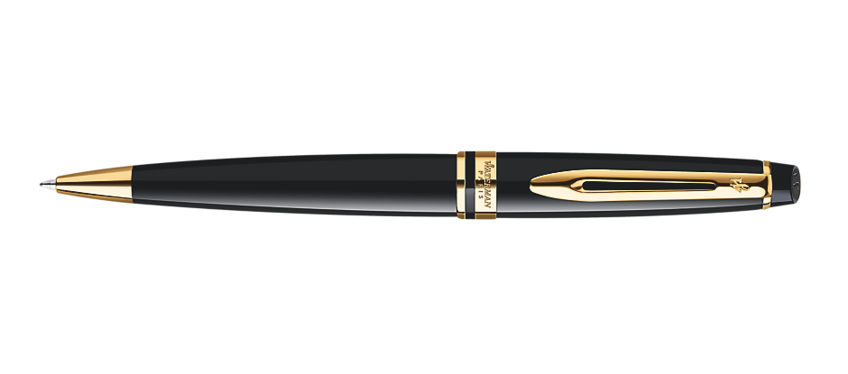 Waterman Expert Ballpoint Pen - Black Lacquer / Gold Trim