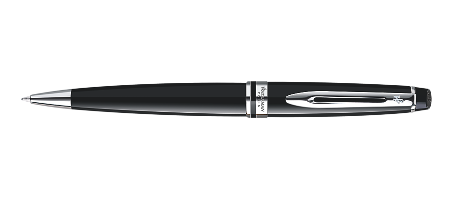 Waterman Expert Ballpoint Pen - Black Lacquer / Chrome Trim