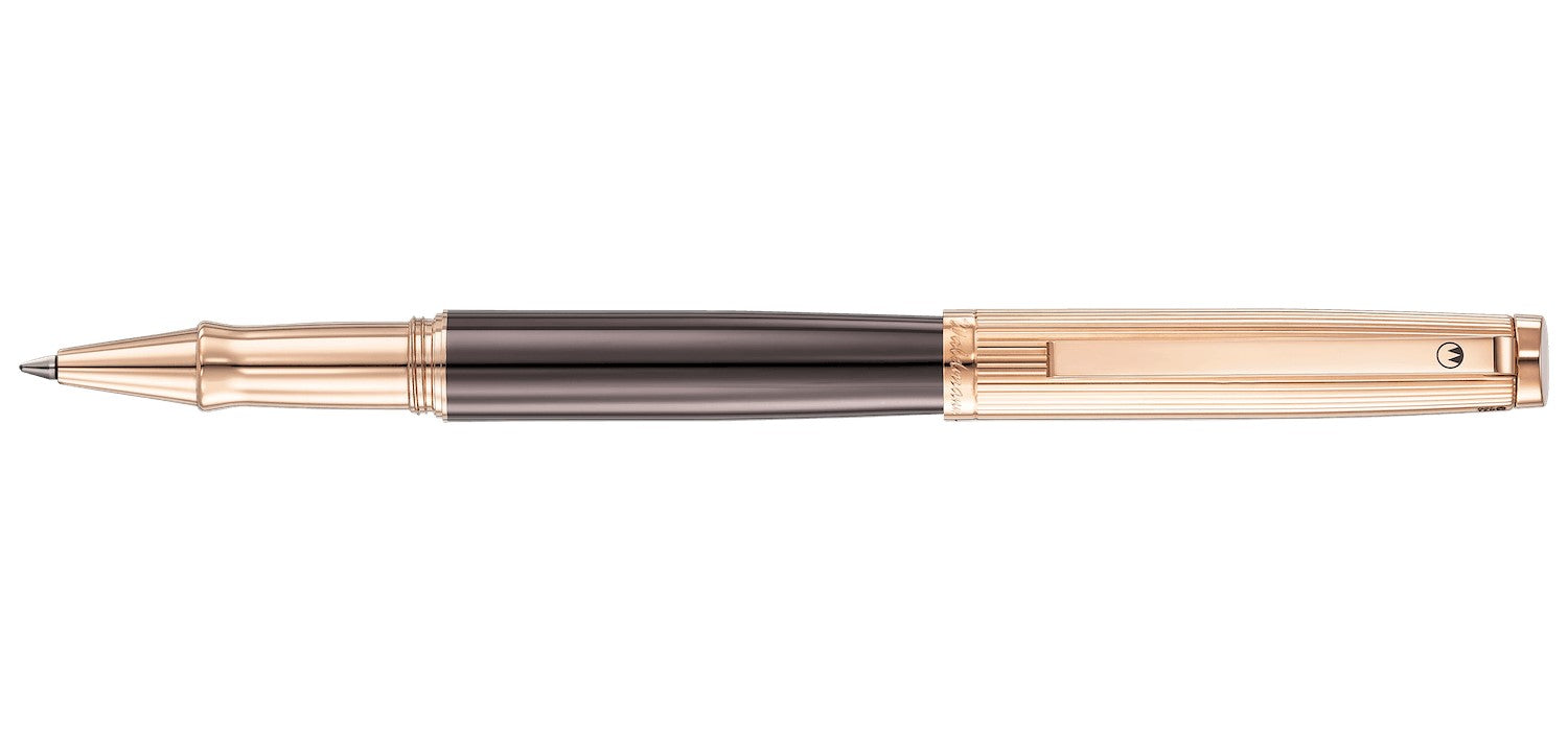 Waldmann Tuscany Rollerball - Chocolate Lacquer / Rose Gold Pinstripe
