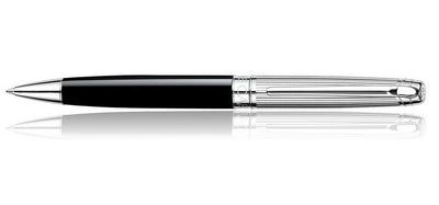 Caran dAche Leman Ballpoint Pen - Bicolour Black / Rhodium Trim