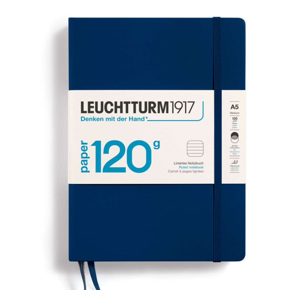 Leuchtturm 1917 Notebook Hard Cover A5 Lined - Navy - 120g Edition