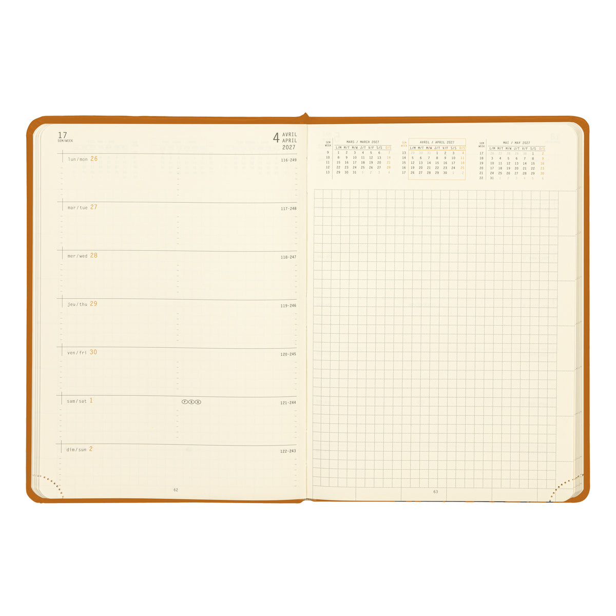 Rhodia 2027 Hard Cover A5 Weekly Horizontal Webplanner - Orange