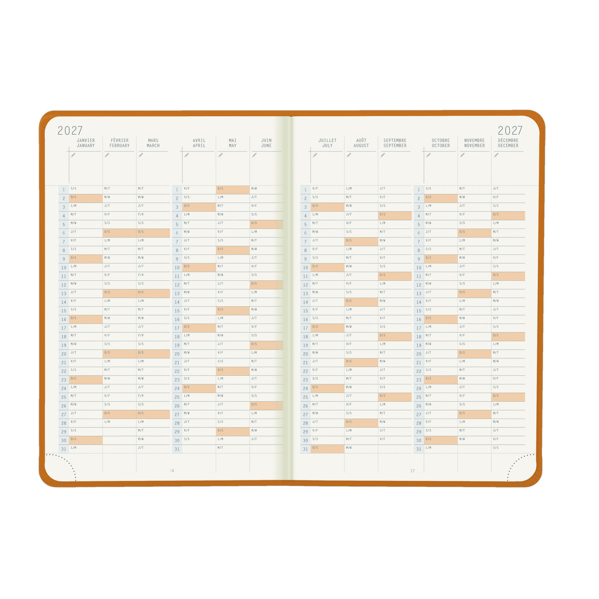 Rhodia 2027 Hard Cover A5 Weekly Horizontal Webplanner - Orange