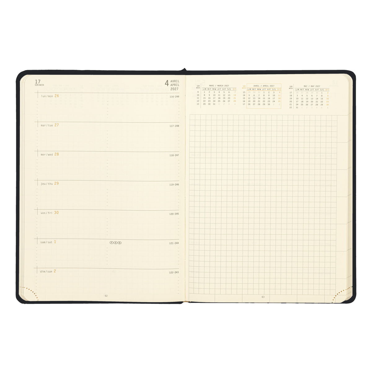 Rhodia 2027 Hard Cover A5 Weekly Horizontal Webplanner - Black