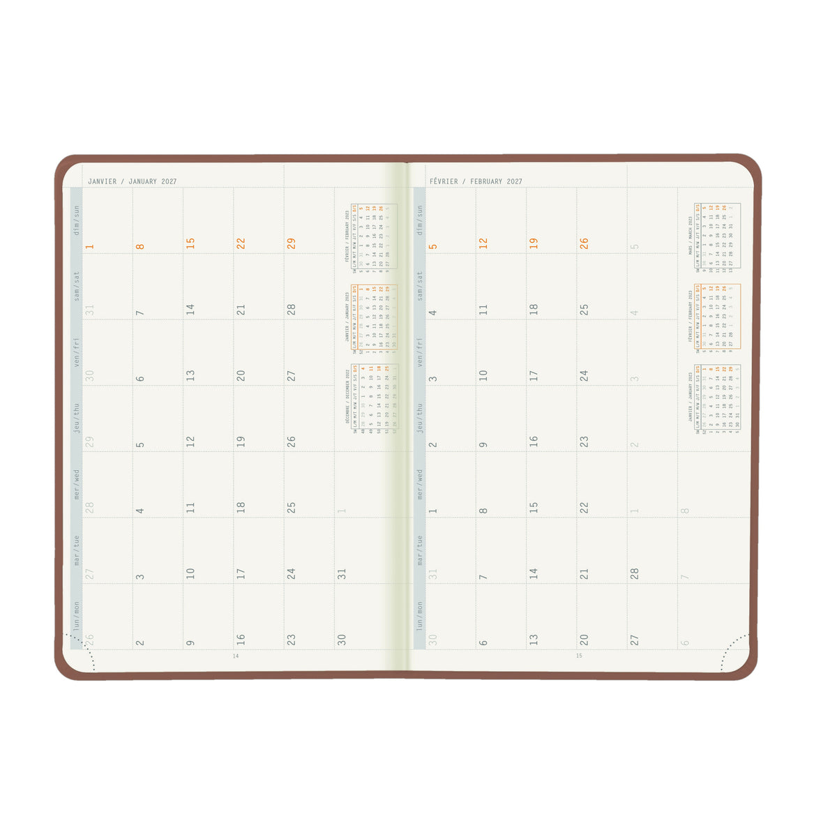 Rhodia 2027 Hard Cover A5 Weekly Horizontal Webplanner - Rosewood