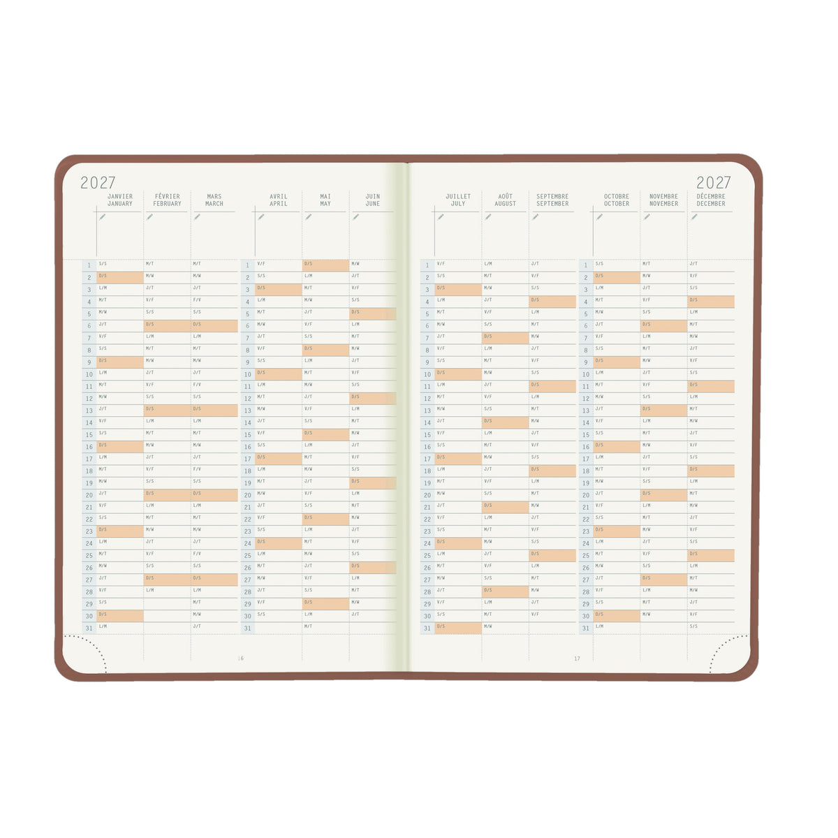 Rhodia 2027 Hard Cover A5 Weekly Horizontal Webplanner - Rosewood