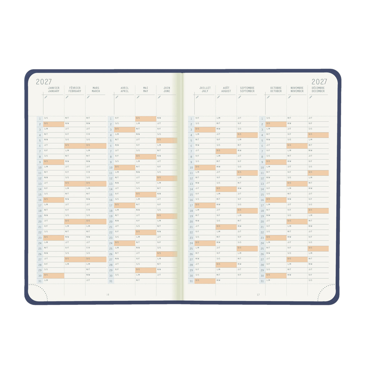 Rhodia 2027 Hard Cover A5 Weekly Horizontal Webplanner - Sapphire