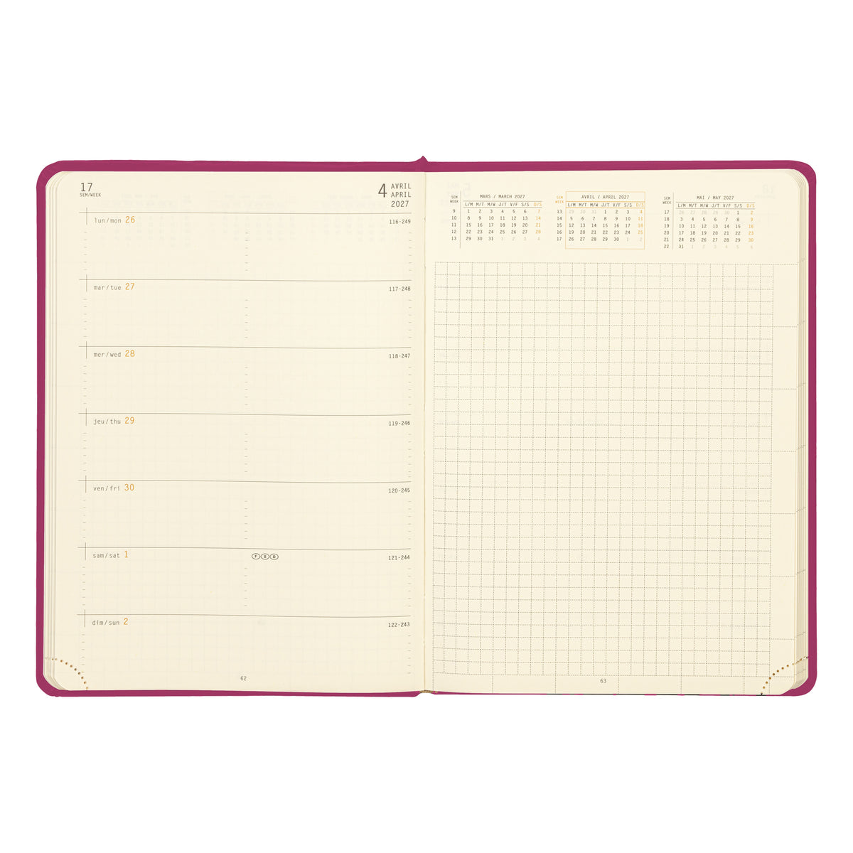 Rhodia 2027 Hard Cover A5 Weekly Horizontal Webplanner - Fuchsia