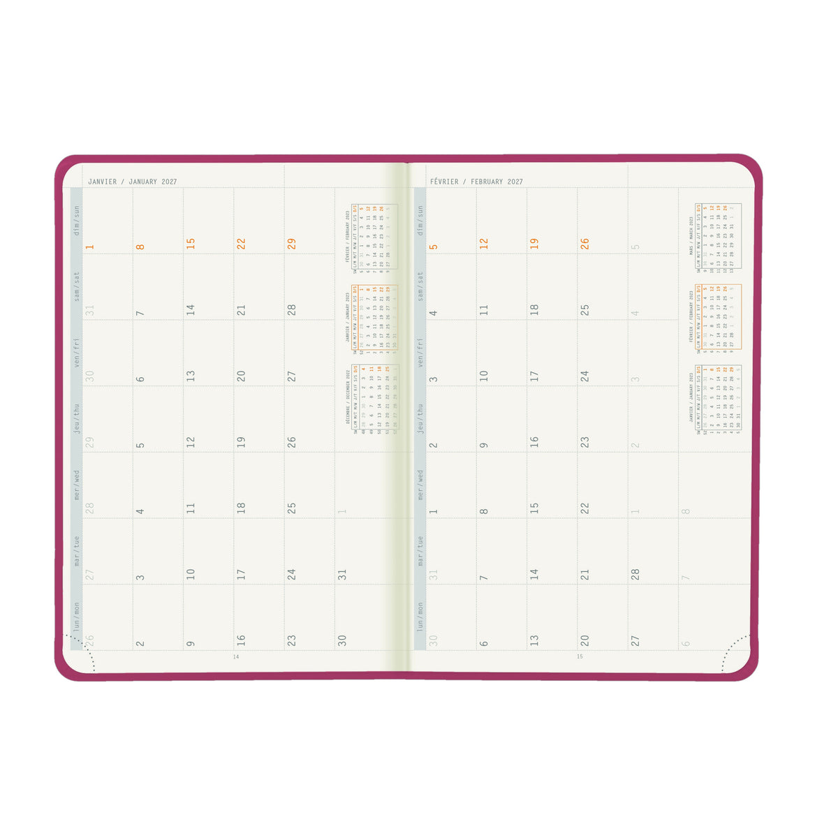 Rhodia 2027 Hard Cover A5 Weekly Horizontal Webplanner - Fuchsia