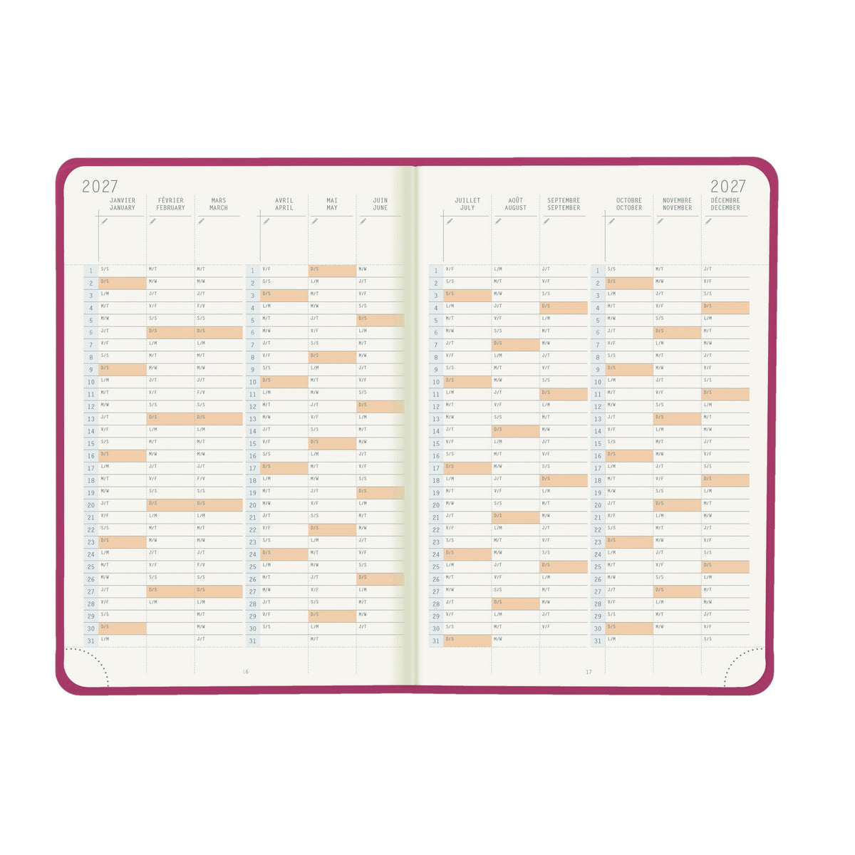 Rhodia 2027 Hard Cover A5 Weekly Horizontal Webplanner - Fuchsia