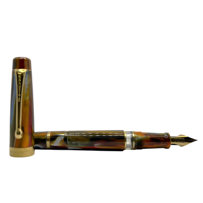 Kanwrite Heritage Fountain Pen - Marble Brown Swirl / Gold Trim