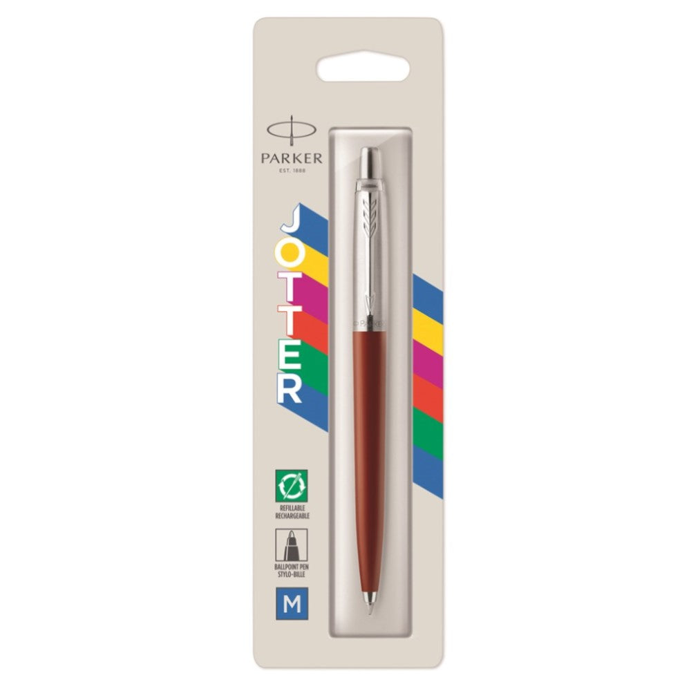 Parker Jotter Ballpoint Pen Hangsell - Original Red / Chrome Trim