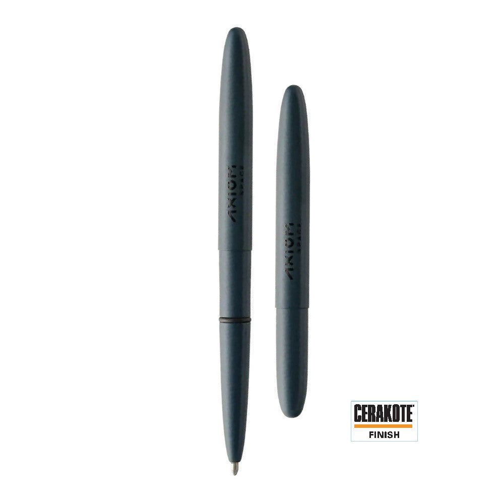 Fisher Space Pen Bullet Ballpoint Pen - Navy Blue Cerakote with Axiom Logo