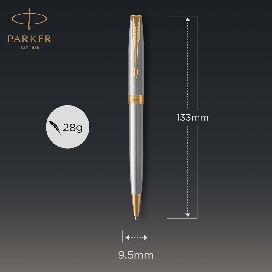 Parker Sonnet Ballpoint Pen Stainless Steel Gold Trim
