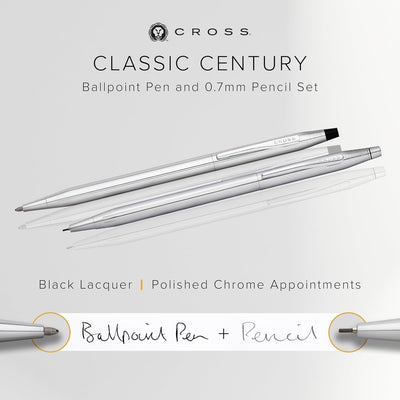 Cross Classic Century Ballpoint Pen & Mechanical Pencil Gift Set - Lustrous Chrome