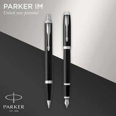 Parker IM Fountain Pen and Ballpoint Pen Set - Black / Chrome Trim