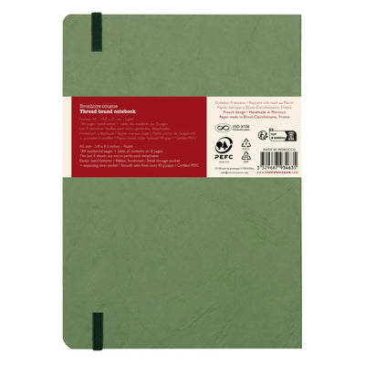 Clairefontaine Essentials Notebook Thread Bound A5 Lined - Green