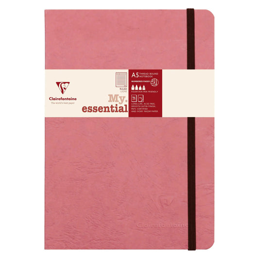 Clairefontaine Essentials Notebook Thread Bound A5 Lined - Antique Rose