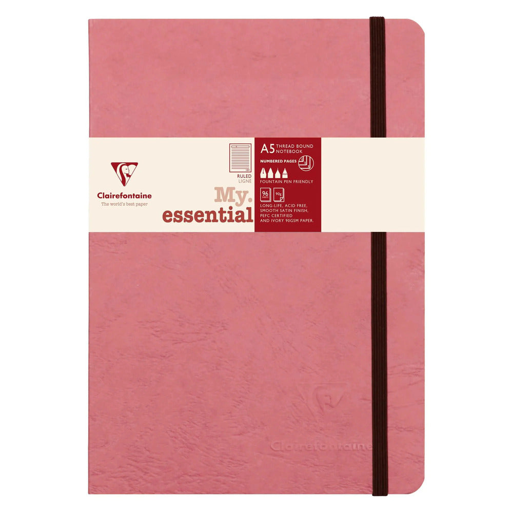 Clairefontaine Essentials Notebook Thread Bound A5 Lined - Antique Rose
