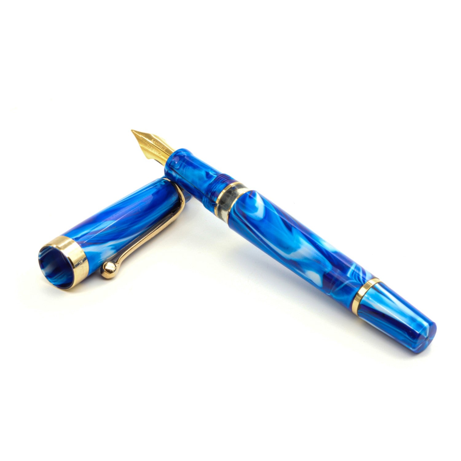 Kanwrite Heritage Fountain Pen - Marble Blue / Gold Trim