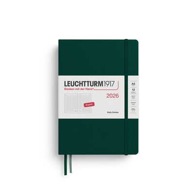 Leuchtturm 1917 Daily Planner 2026 - A5 Dotted Hard Cover